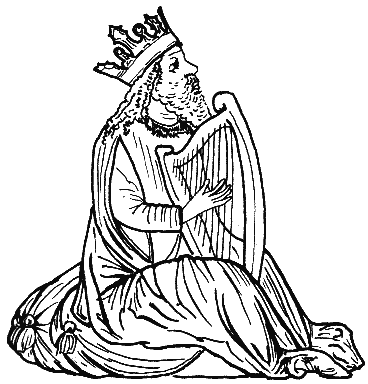[David mit der Harfe, juedische Buchmalerei aus Italien, ca. 1460]